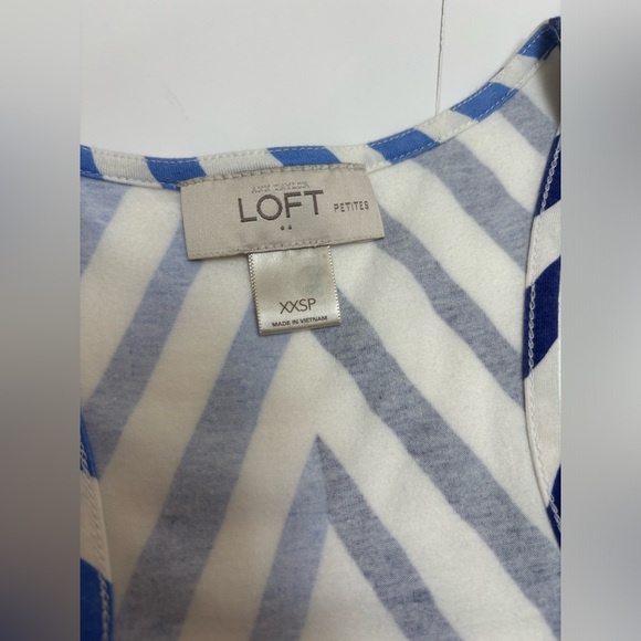 LOFT petite maxi dress cotton‎ knit stretchy xxsp summer nautical blue white - Picture 9 of 12